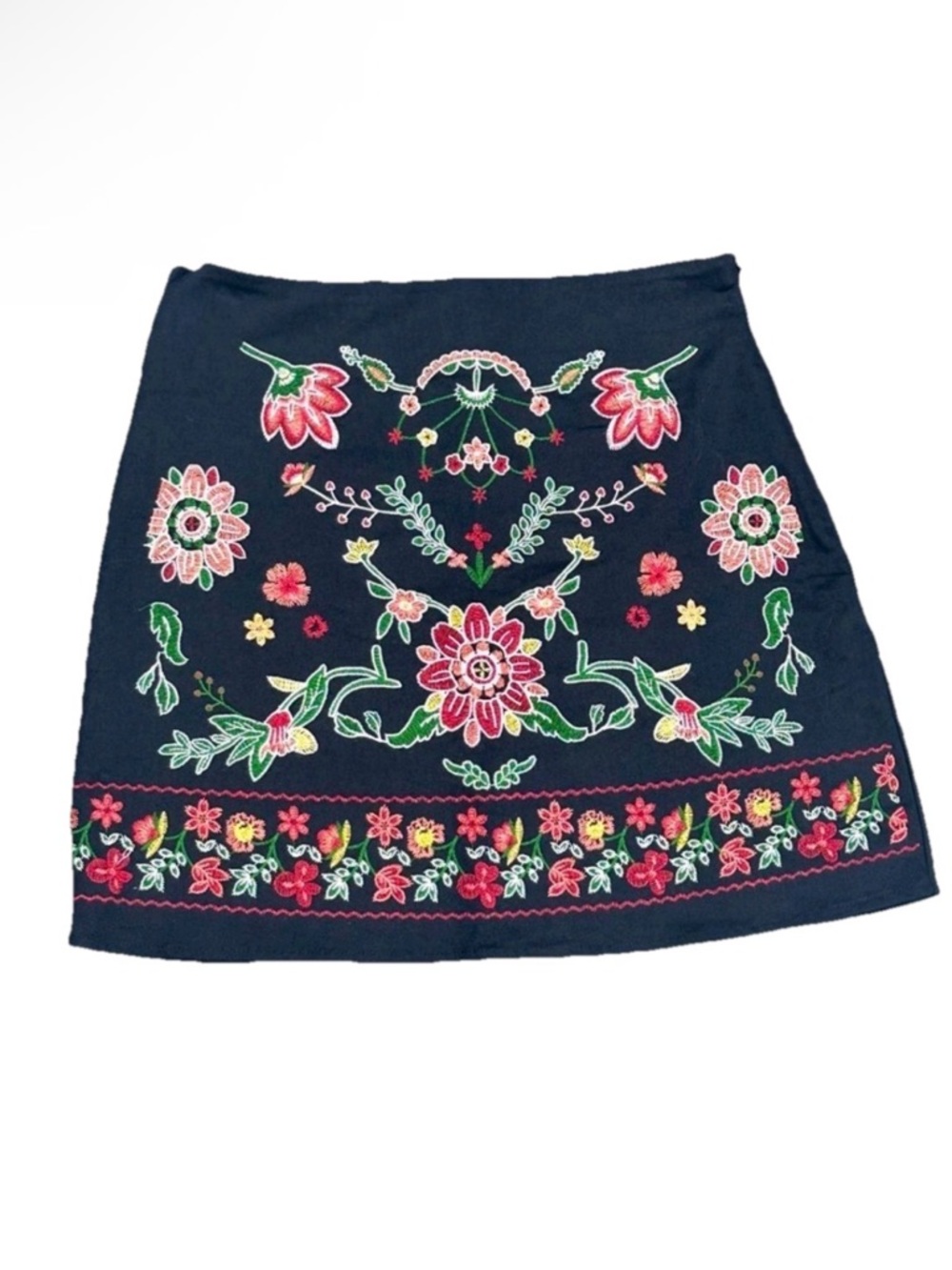 Mi Ami Mini Embroidered Black Skirt Lined Womens Size Small